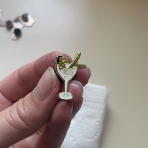 Girl in champagne glass pin
